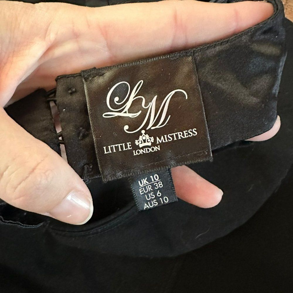 Little Mistress London Black racer back with brown bead embellishment women's 6 - Picture 5 of 11